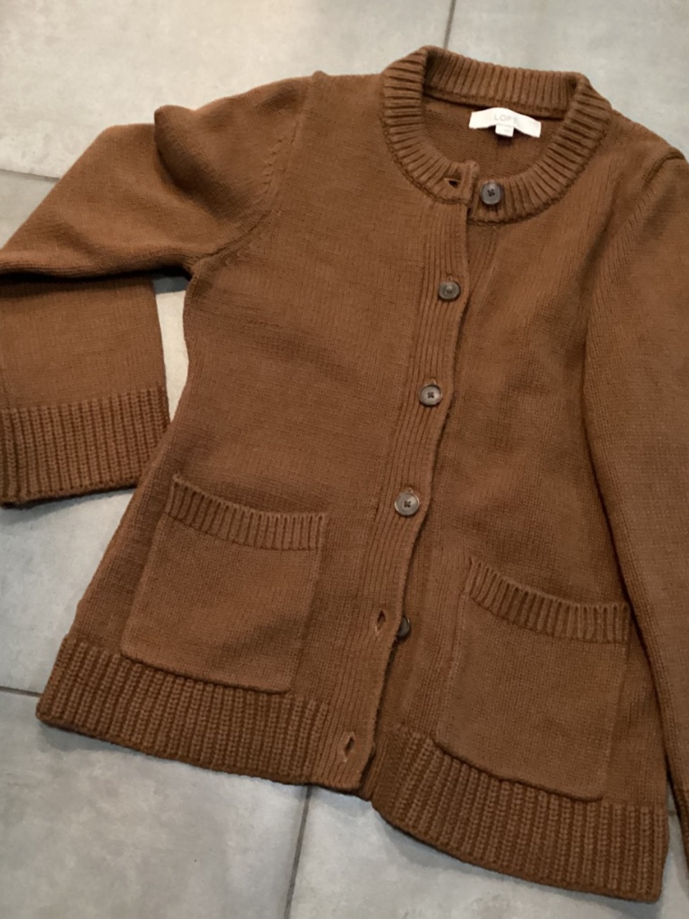 Loft brown cable, net sweater, button-down well-made packets adorable - Picture 5 of 5
